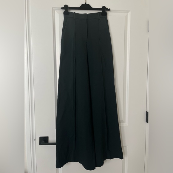 THE ROW Isla High-Waist Wide-Leg Pants – Dark Peacock Green – Size 2 – NWT - Picture 2 of 7